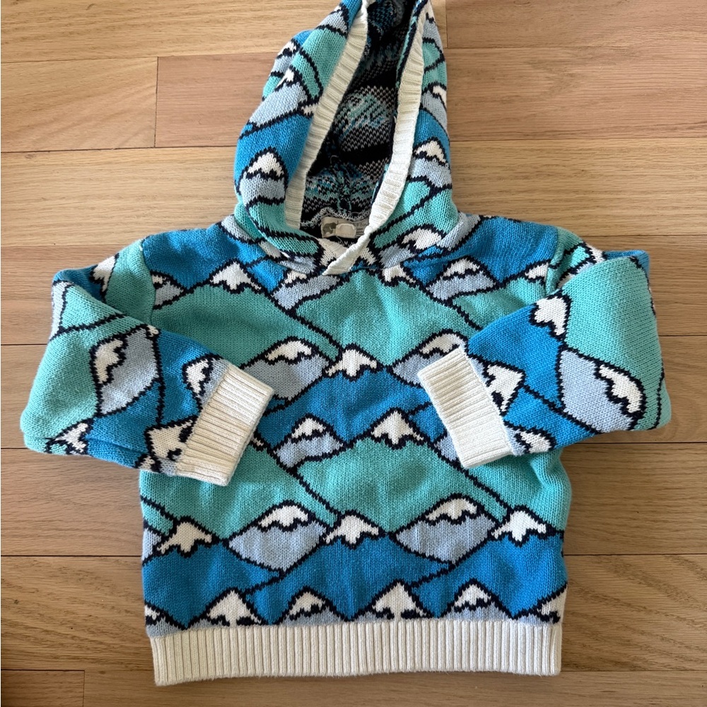 Monica + Andy Kids Mountain Adventure Sweater - Teal and White